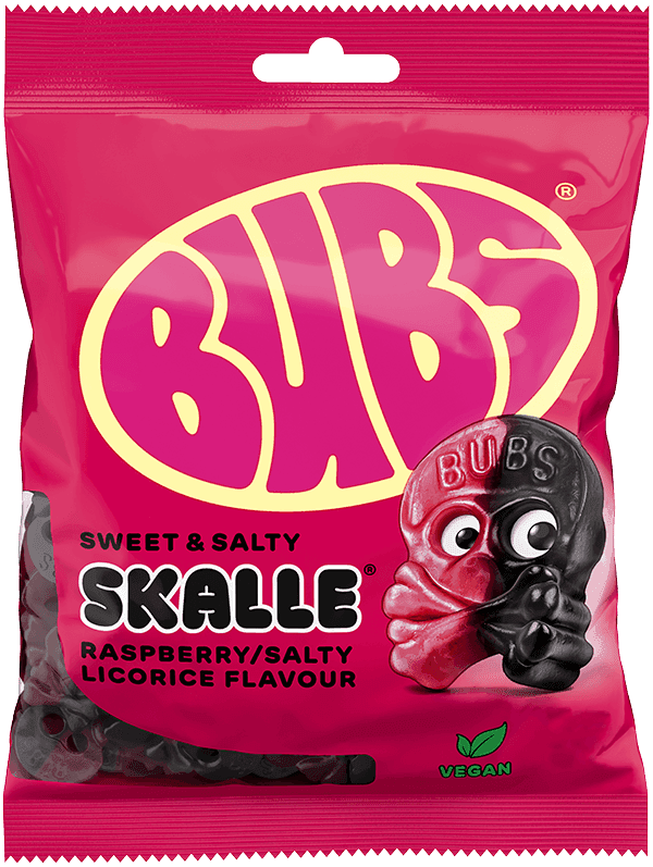 BUBS Raspberry Salty Licorice Skalle 90g